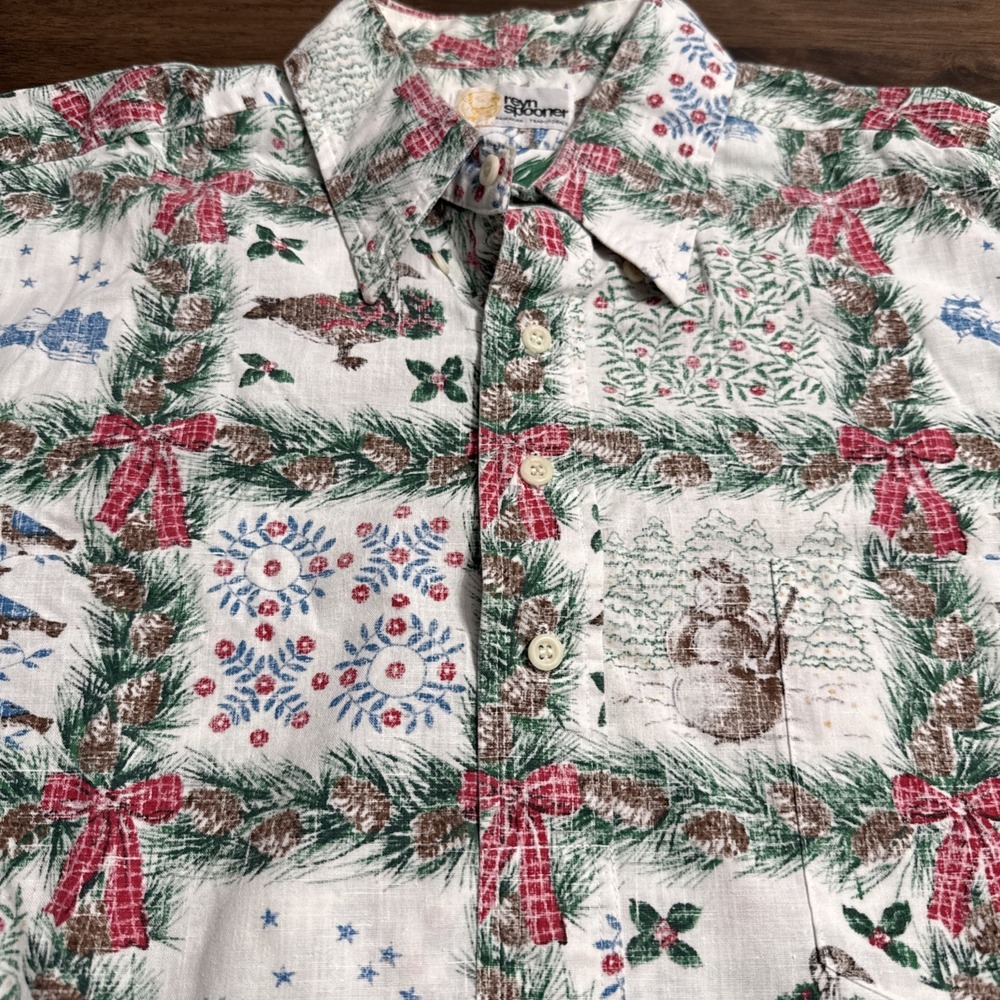 Reyn Spooner Kloth 1985 Mele Kalikimaka Hawaiian‎ Christmas Popover Shirt Medium